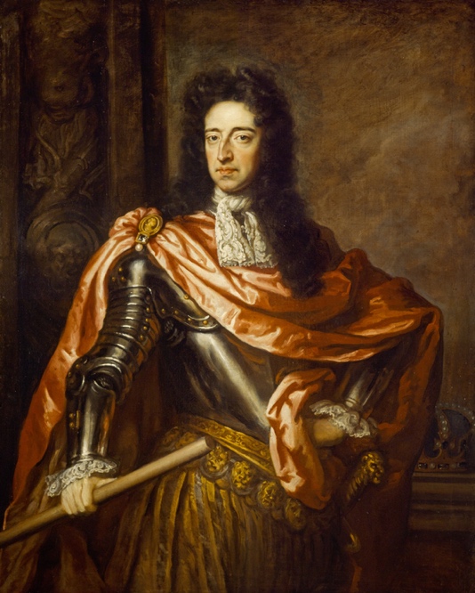 Portrait of William III of Orange-Nassau in armour and royal robes